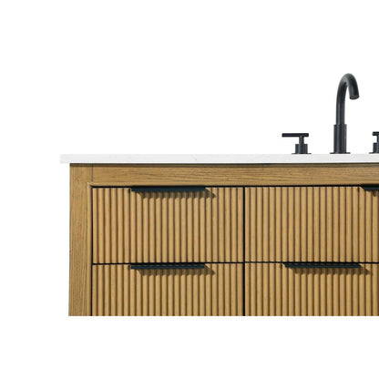 54 inch Single Bathroom Vanity in Honey Teak