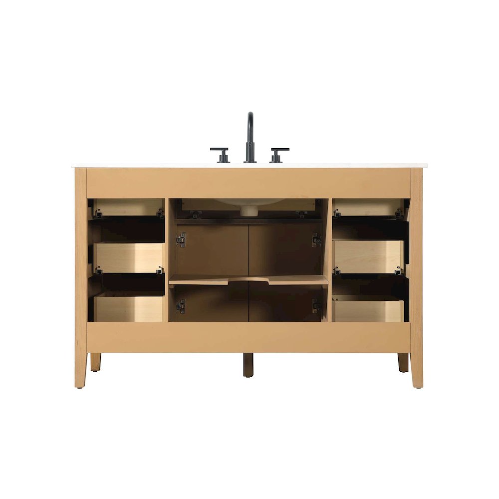54 inch Single Bathroom Vanity in Honey Teak