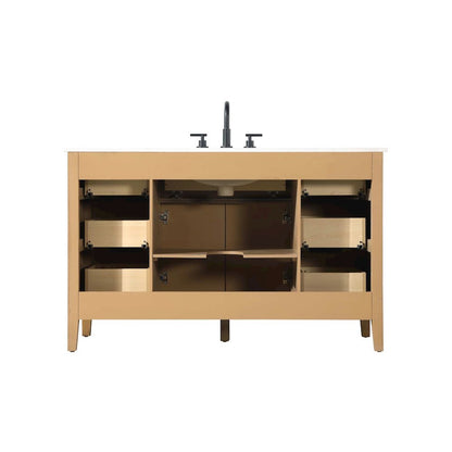54 inch Single Bathroom Vanity in Honey Teak