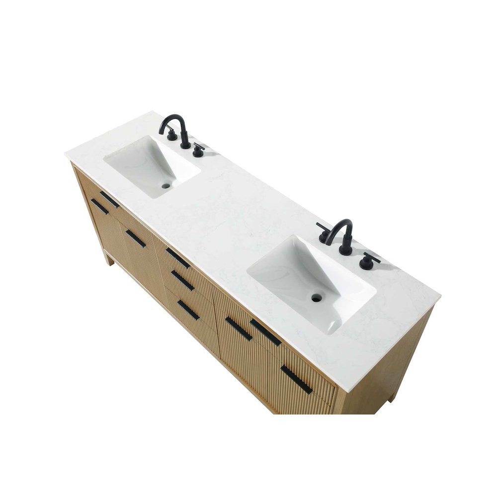 72 inch Double Bathroom Vanity in Honey Teak