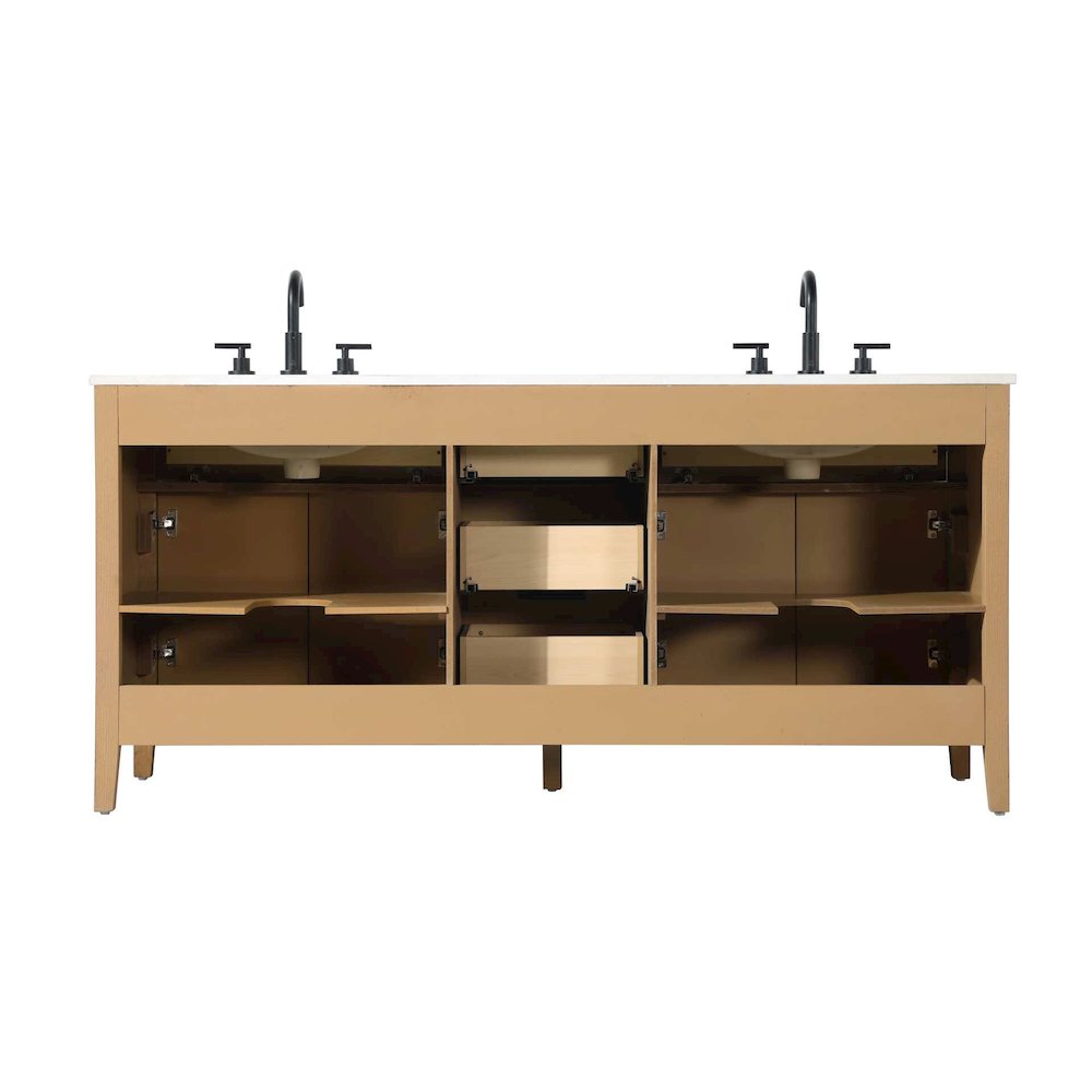72 inch Double Bathroom Vanity in Honey Teak