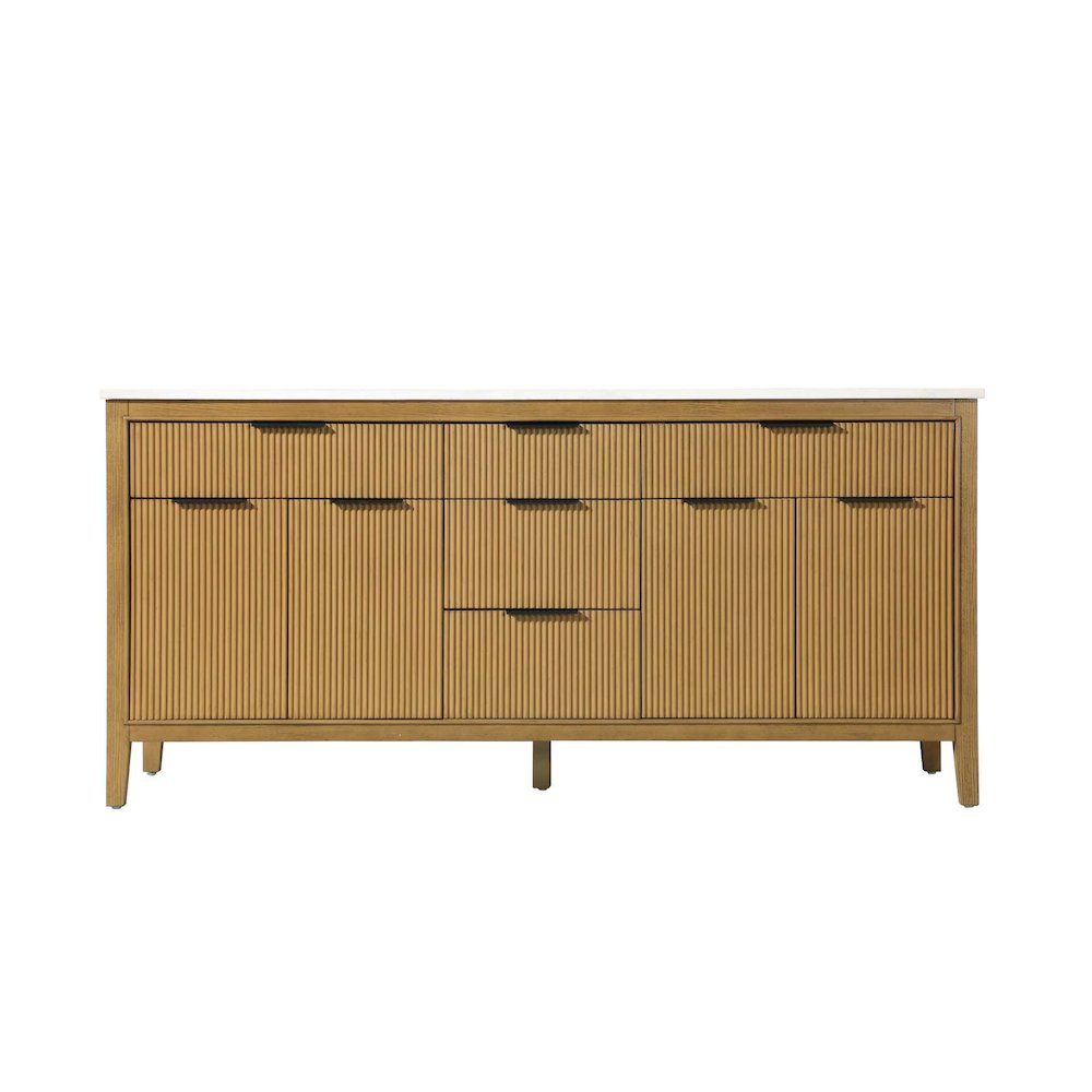 72 inch Double Bathroom Vanity in Honey Teak