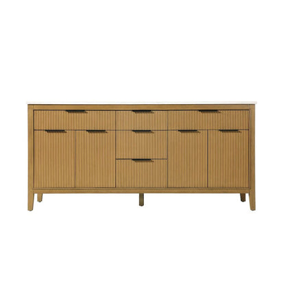 72 inch Double Bathroom Vanity in Honey Teak