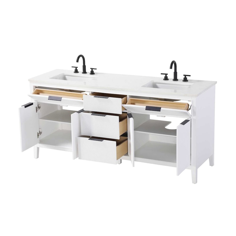 72 inch Double Bathroom Vanity in White