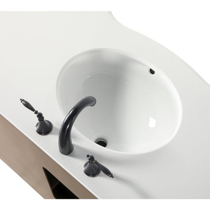 21 inch Single Bathroom vanity in Teak with ivory white engineered marble