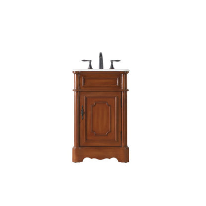21 inch Single Bathroom vanity in Teak with ivory white engineered marble