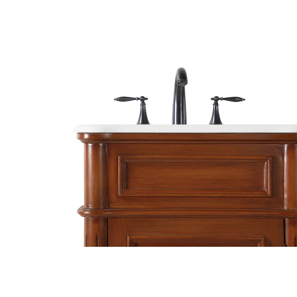 21 inch Single Bathroom vanity in Teak with ivory white engineered marble