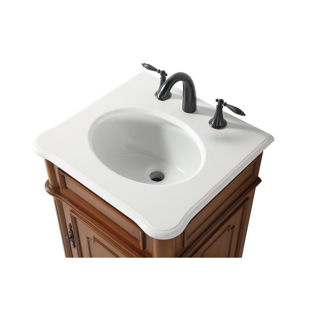 21 inch Single Bathroom vanity in Teak with ivory white engineered marble