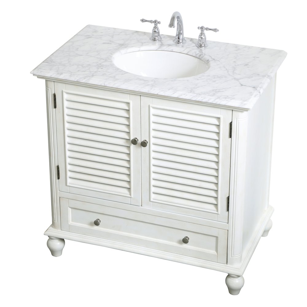 36 inch Single Bathroom Vanity in Antique White