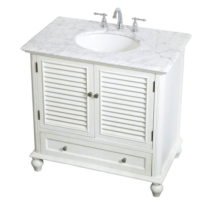 36 inch Single Bathroom Vanity in Antique White