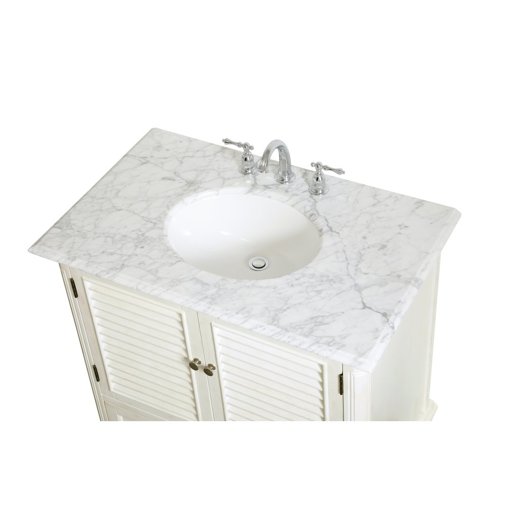 36 inch Single Bathroom Vanity in Antique White