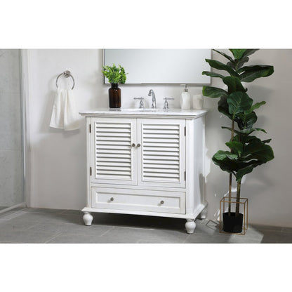 36 inch Single Bathroom Vanity in Antique White