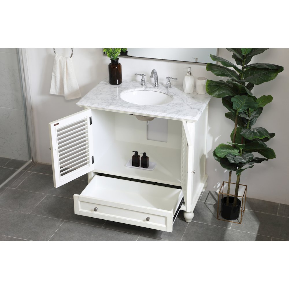 36 inch Single Bathroom Vanity in Antique White