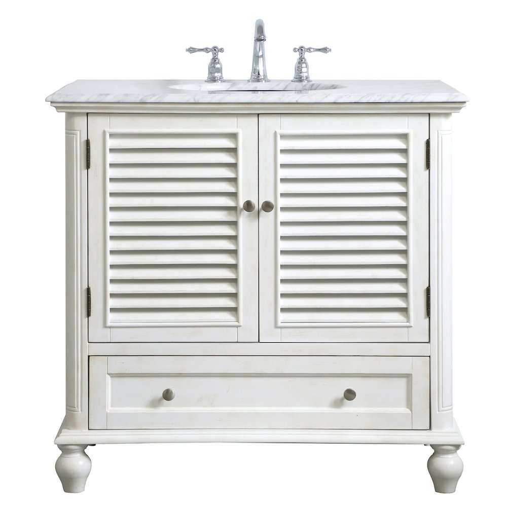 36 inch Single Bathroom Vanity in Antique White