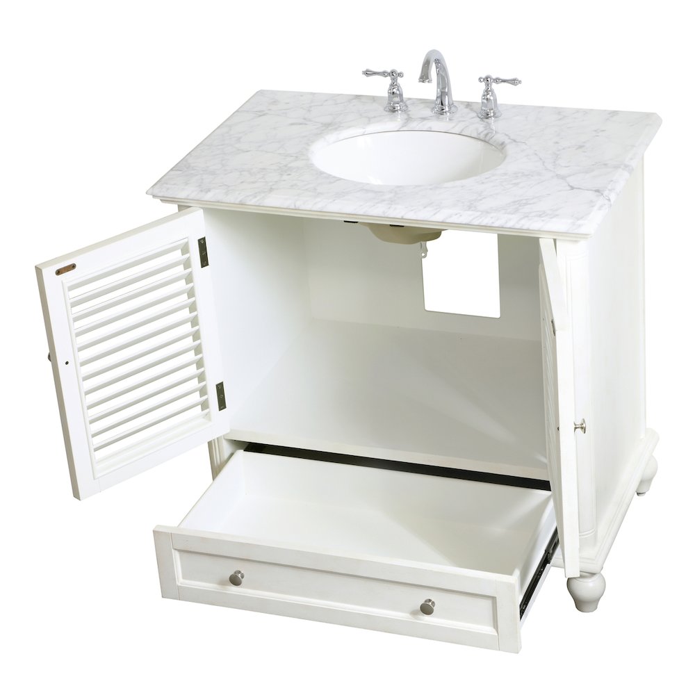 36 inch Single Bathroom Vanity in Antique White