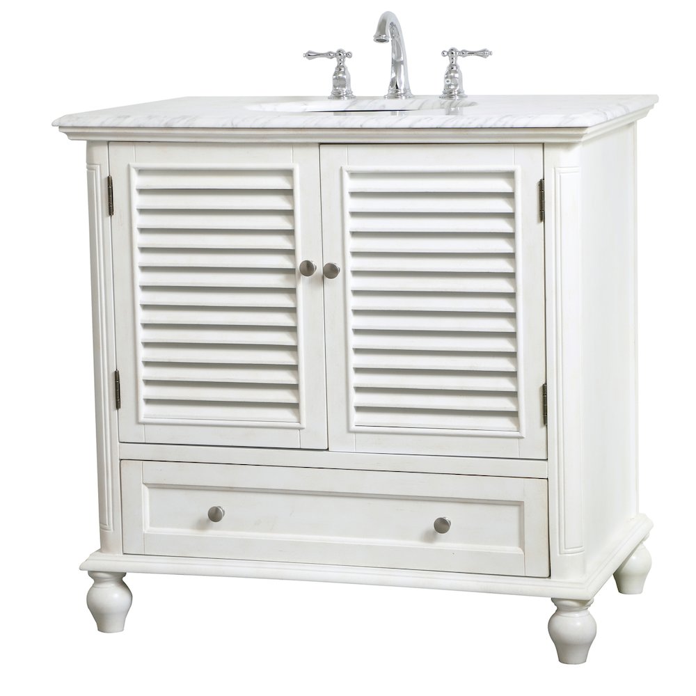36 inch Single Bathroom Vanity in Antique White