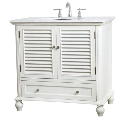 36 inch Single Bathroom Vanity in Antique White
