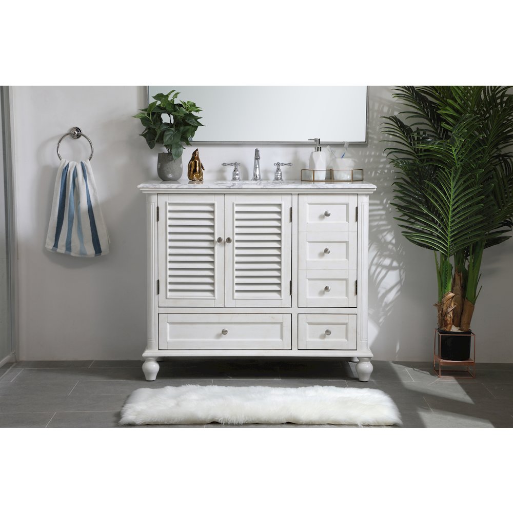 42 inch Single Bathroom Vanity in Antique White