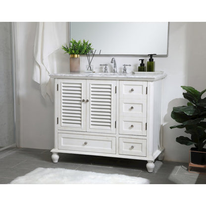 42 inch Single Bathroom Vanity in Antique White
