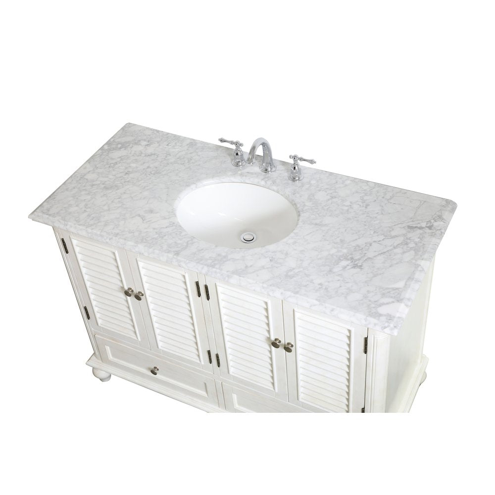 48 inch Single Bathroom Vanity in Antique White