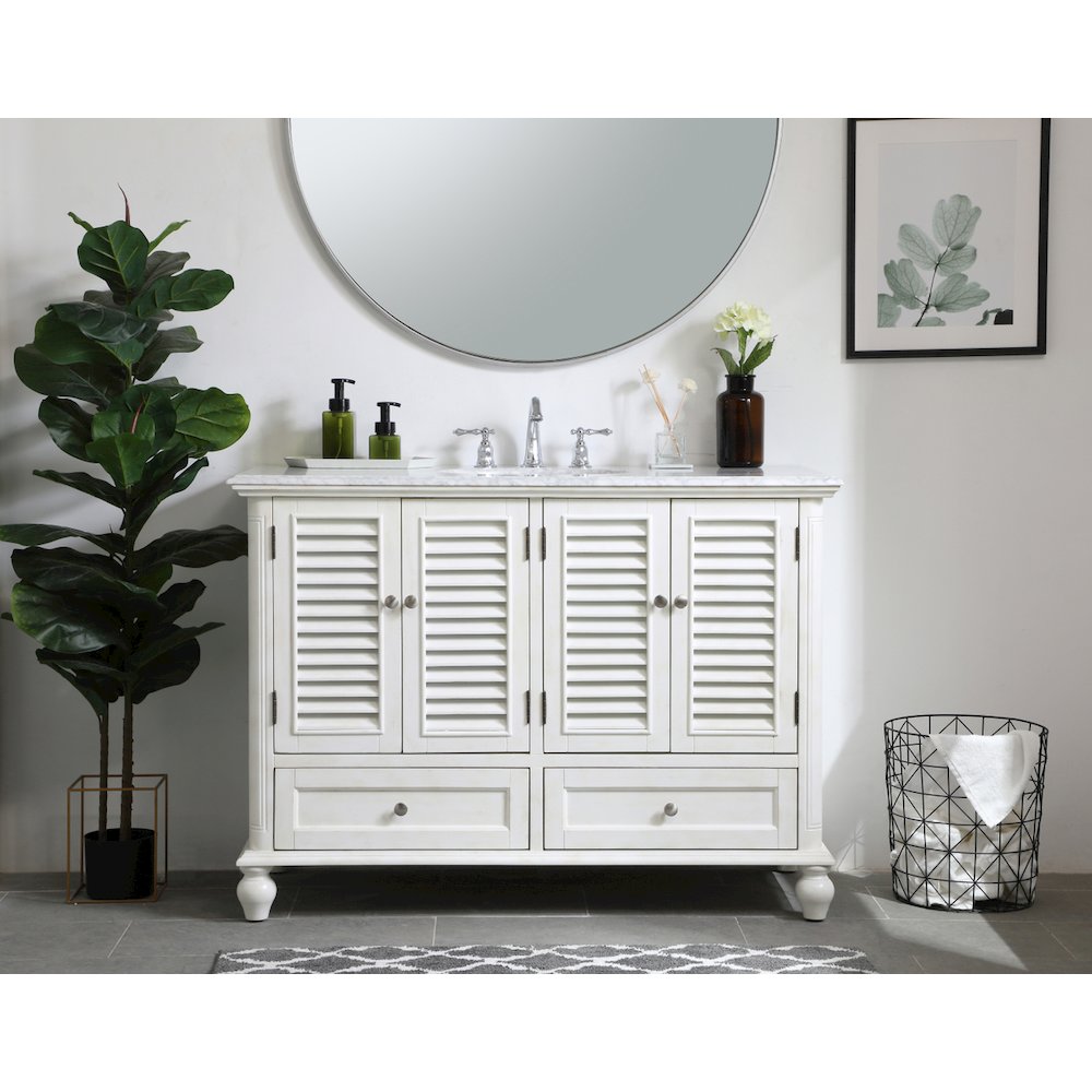 48 inch Single Bathroom Vanity in Antique White