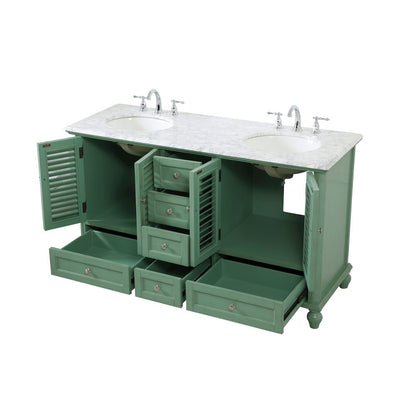 60 inch Double Bathroom Vanity in Vintage Mint