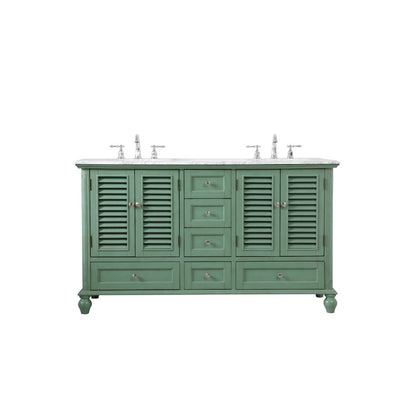 60 inch Double Bathroom Vanity in Vintage Mint