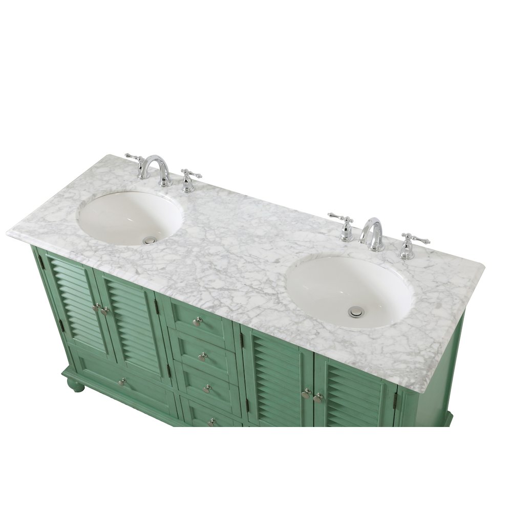 60 inch Double Bathroom Vanity in Vintage Mint