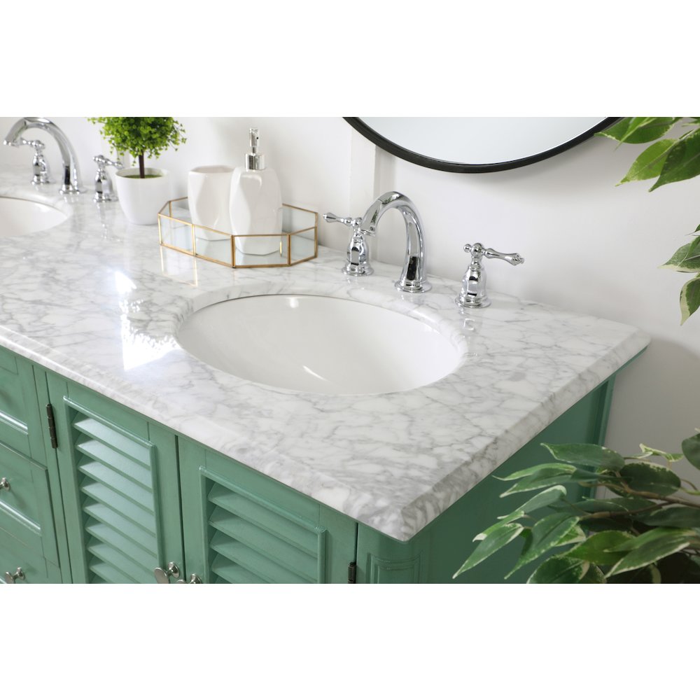 60 inch Double Bathroom Vanity in Vintage Mint