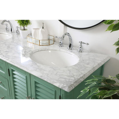 60 inch Double Bathroom Vanity in Vintage Mint