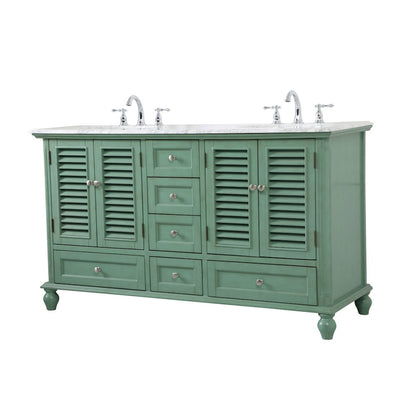 60 inch Double Bathroom Vanity in Vintage Mint