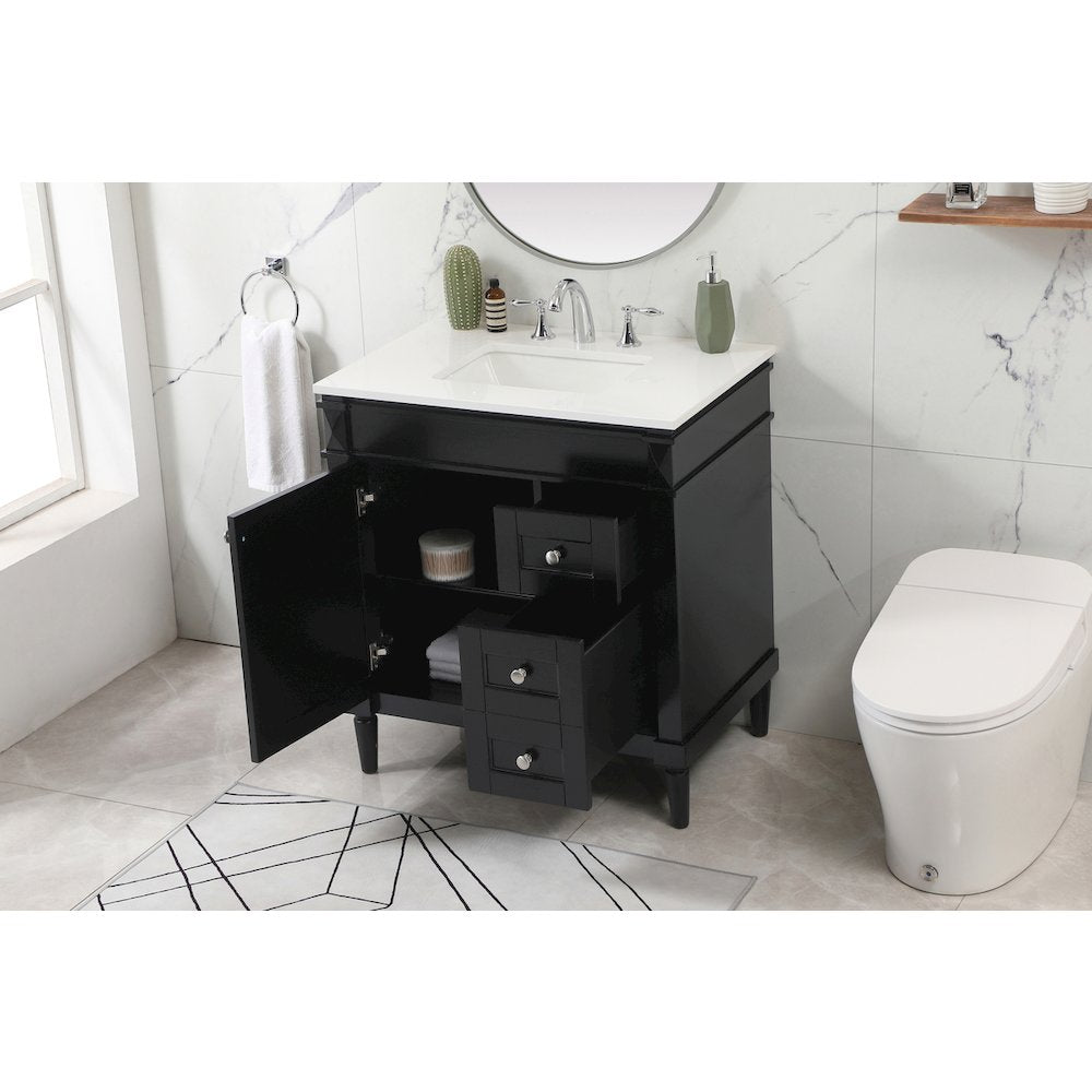 32 inch Single bathroom vanity in black