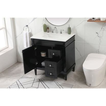 32 inch Single bathroom vanity in black