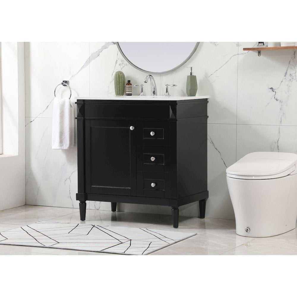 32 inch Single bathroom vanity in black