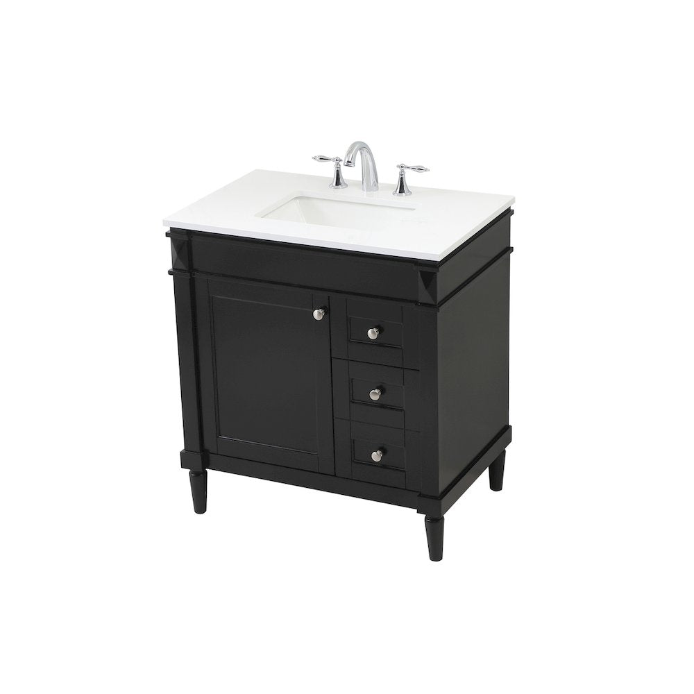 32 inch Single bathroom vanity in black