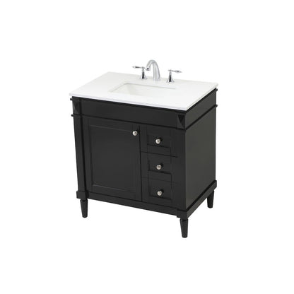 32 inch Single bathroom vanity in black