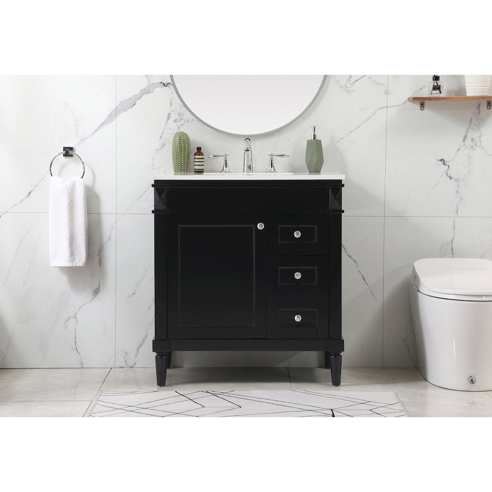 32 inch Single bathroom vanity in black