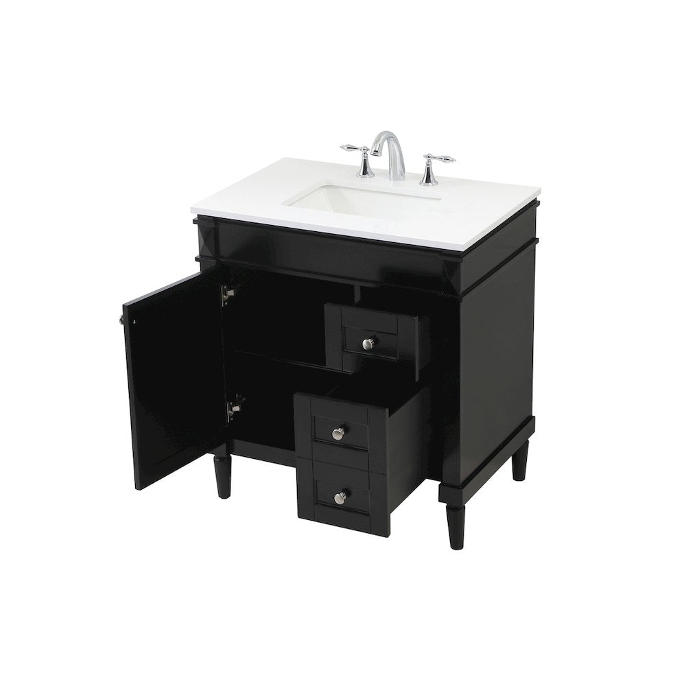 32 inch Single bathroom vanity in black