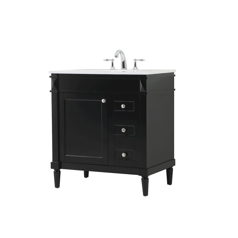 32 inch Single bathroom vanity in black