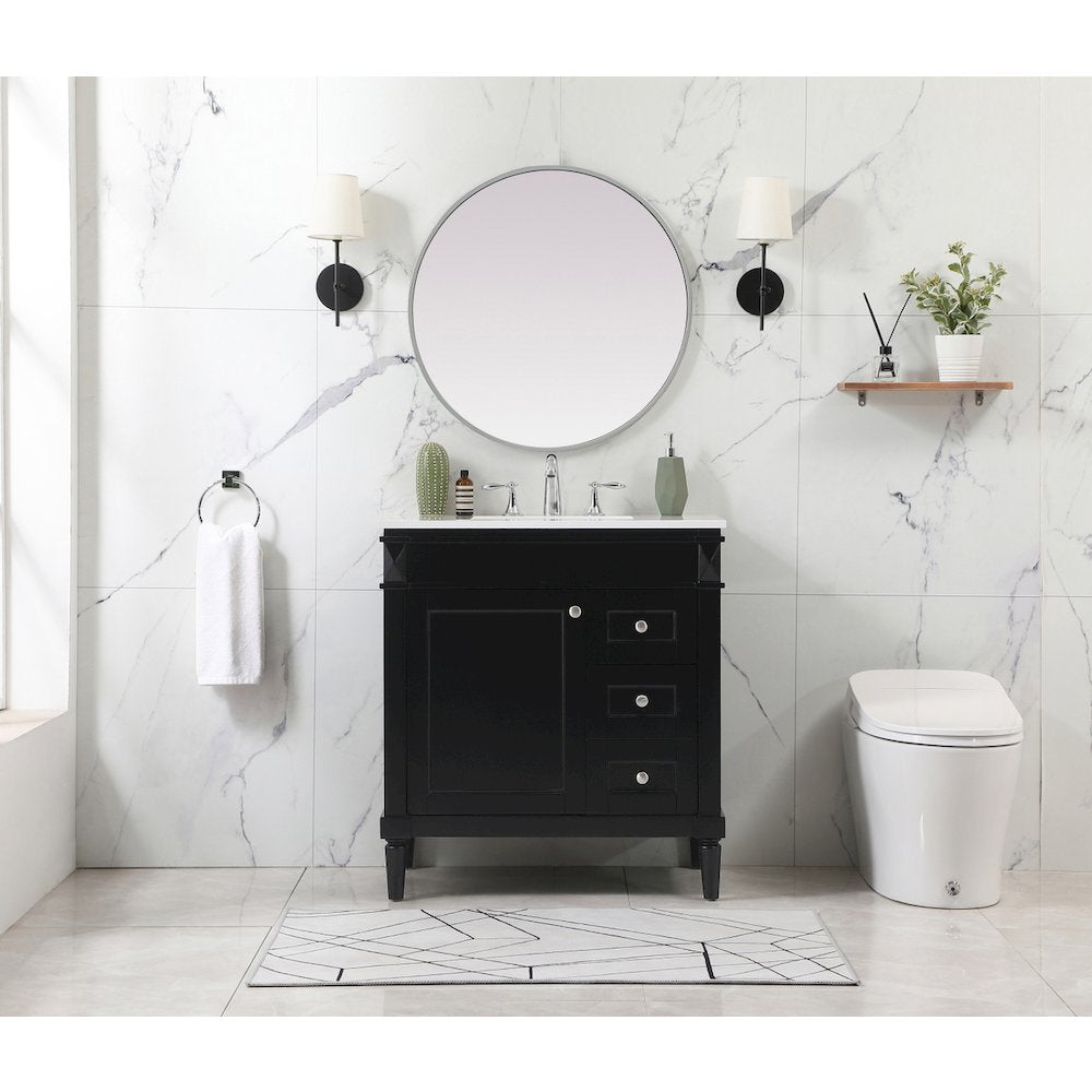 32 inch Single bathroom vanity in black