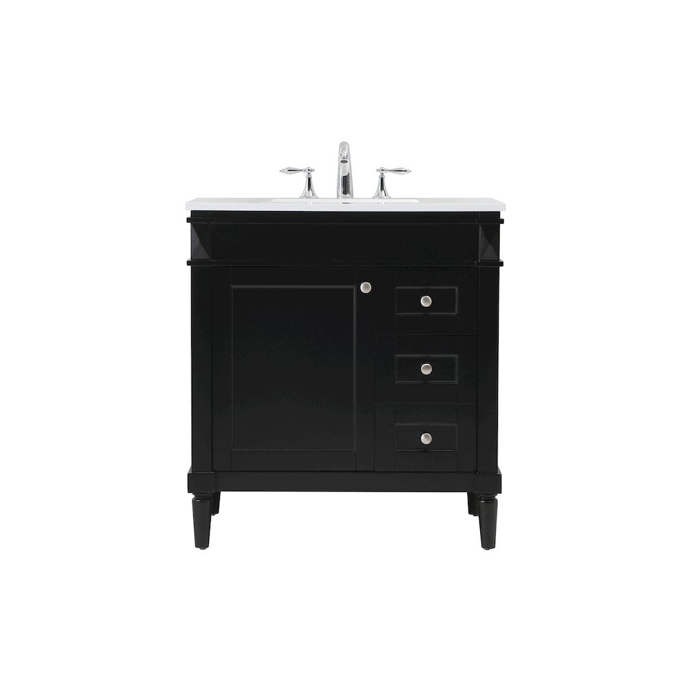 32 inch Single bathroom vanity in black