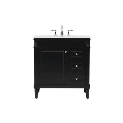 32 inch Single bathroom vanity in black