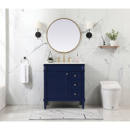 32 inch Single bathroom vanity in blue