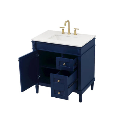 32 inch Single bathroom vanity in blue