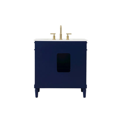 32 inch Single bathroom vanity in blue