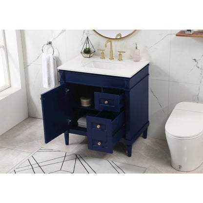 32 inch Single bathroom vanity in blue