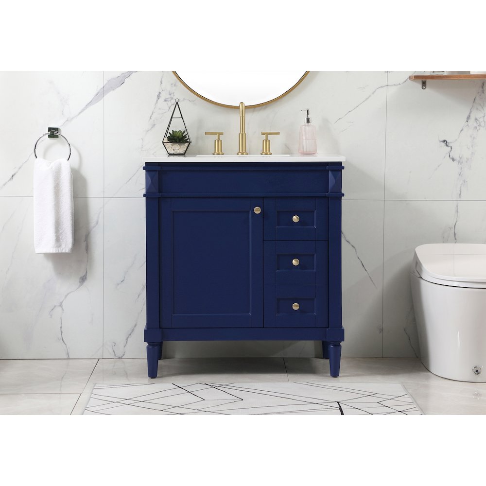 32 inch Single bathroom vanity in blue
