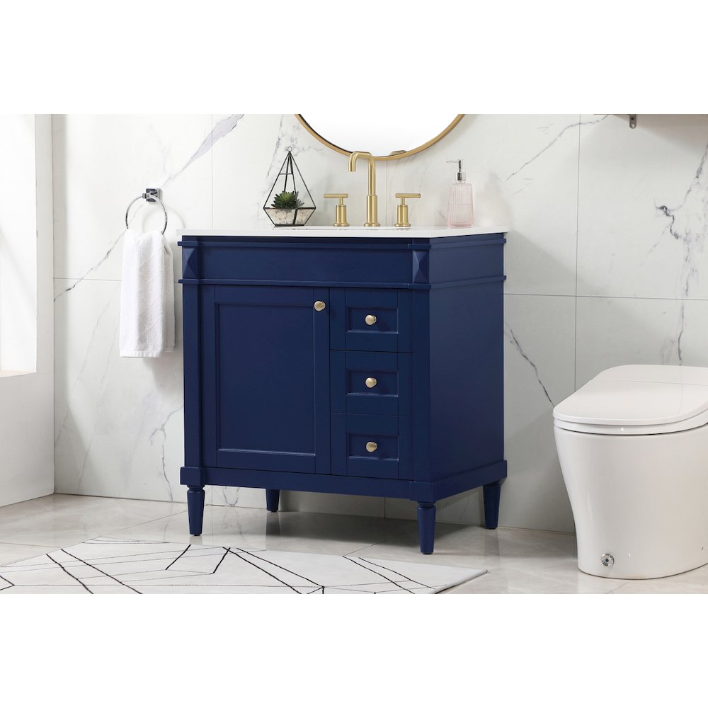 32 inch Single bathroom vanity in blue