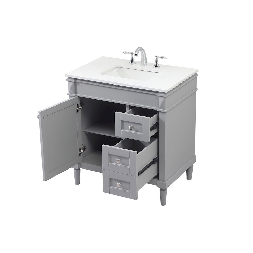 32 inch Single bathroom vanity in grey