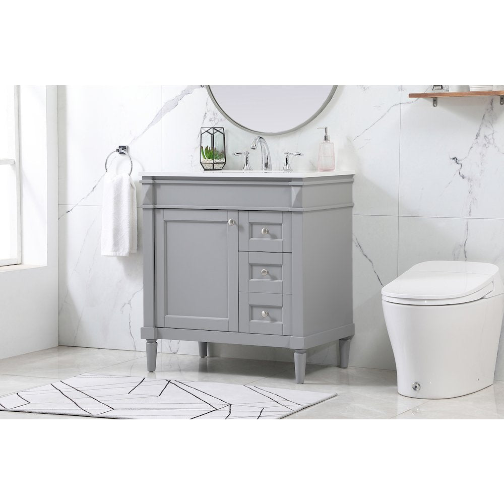 32 inch Single bathroom vanity in grey